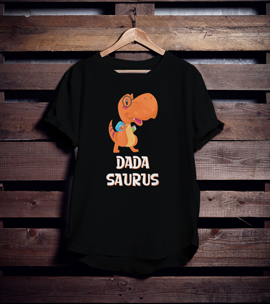 Dadasaurus Cute Dinosaur With Glasses And Backpack T-Shirt