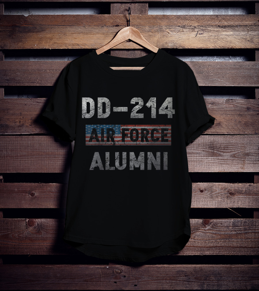DD 214 Air Force Alumni Veteran American Flag T-Shirt