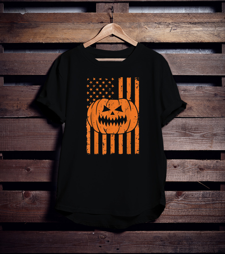 USA Flag Pumpkin Halloween Patriotism T-Shirt