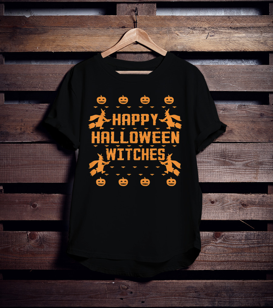Happy Halloween Witches Pumpkins Bats Witch T-Shirt
