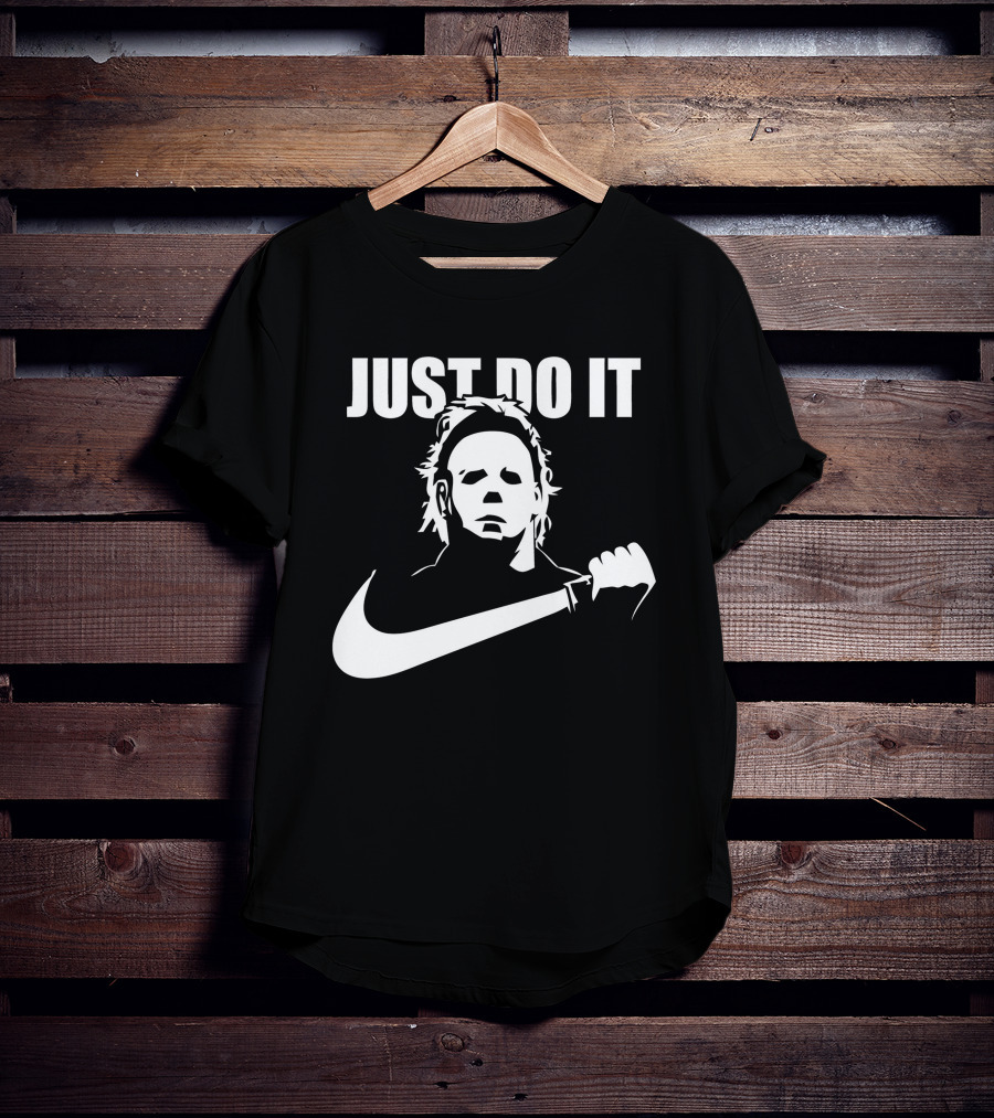 Just Do It Michael Myers Parody Swoosh T-Shirt