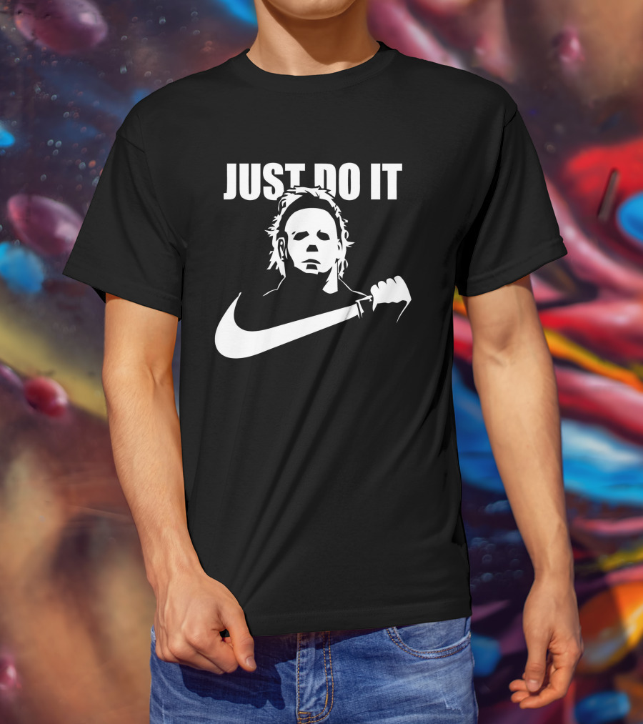 Just Do It Michael Myers Parody Swoosh T-Shirt