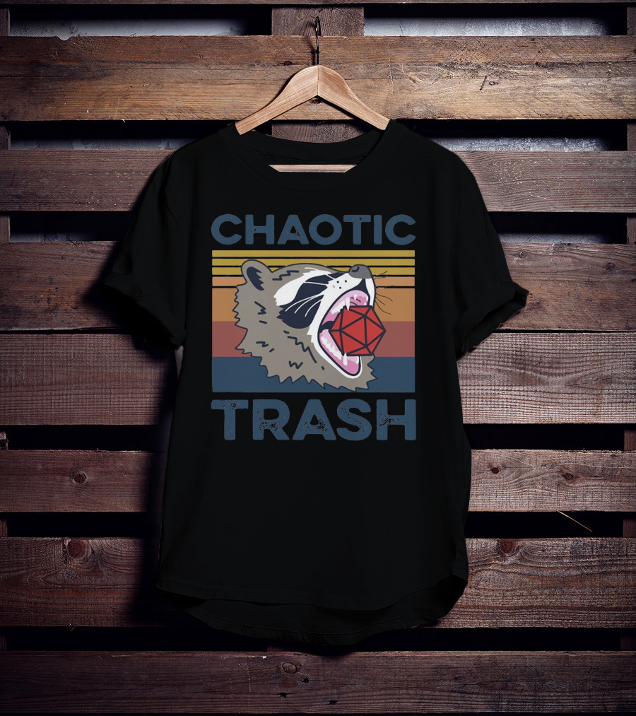 Chaotic Raccoon Retro Trash Dice T-Shirt