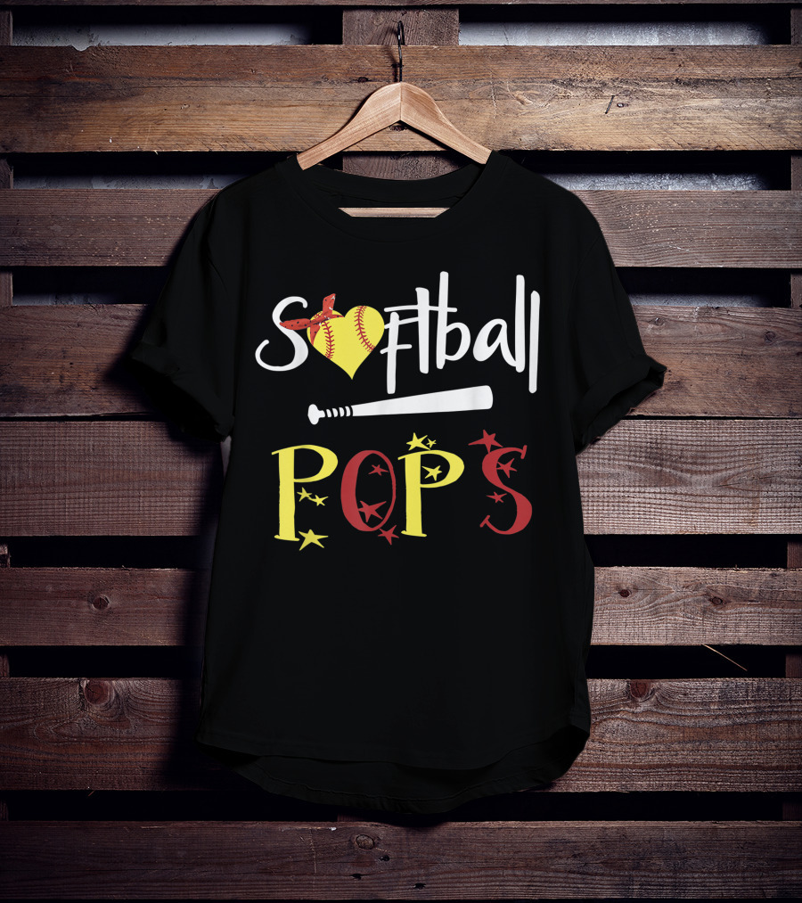 Softball Pops Heart Bat Stars T-Shirt