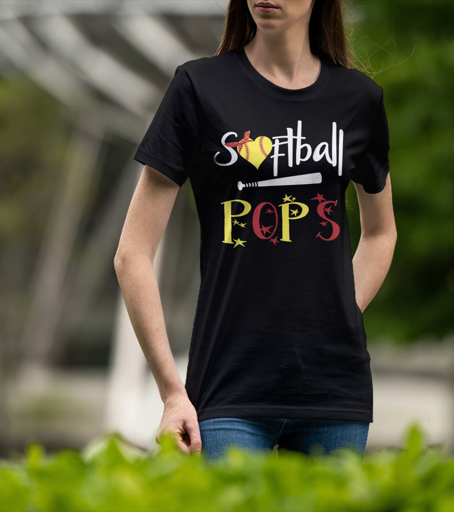 Softball Pops Heart Bat Stars T-Shirt