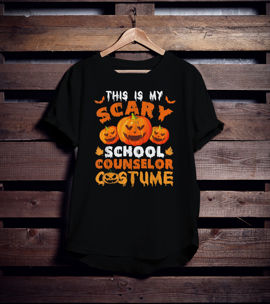 This Is My Scary School Counselor Costume With Pumpkin Faces And Bats T-Shirt