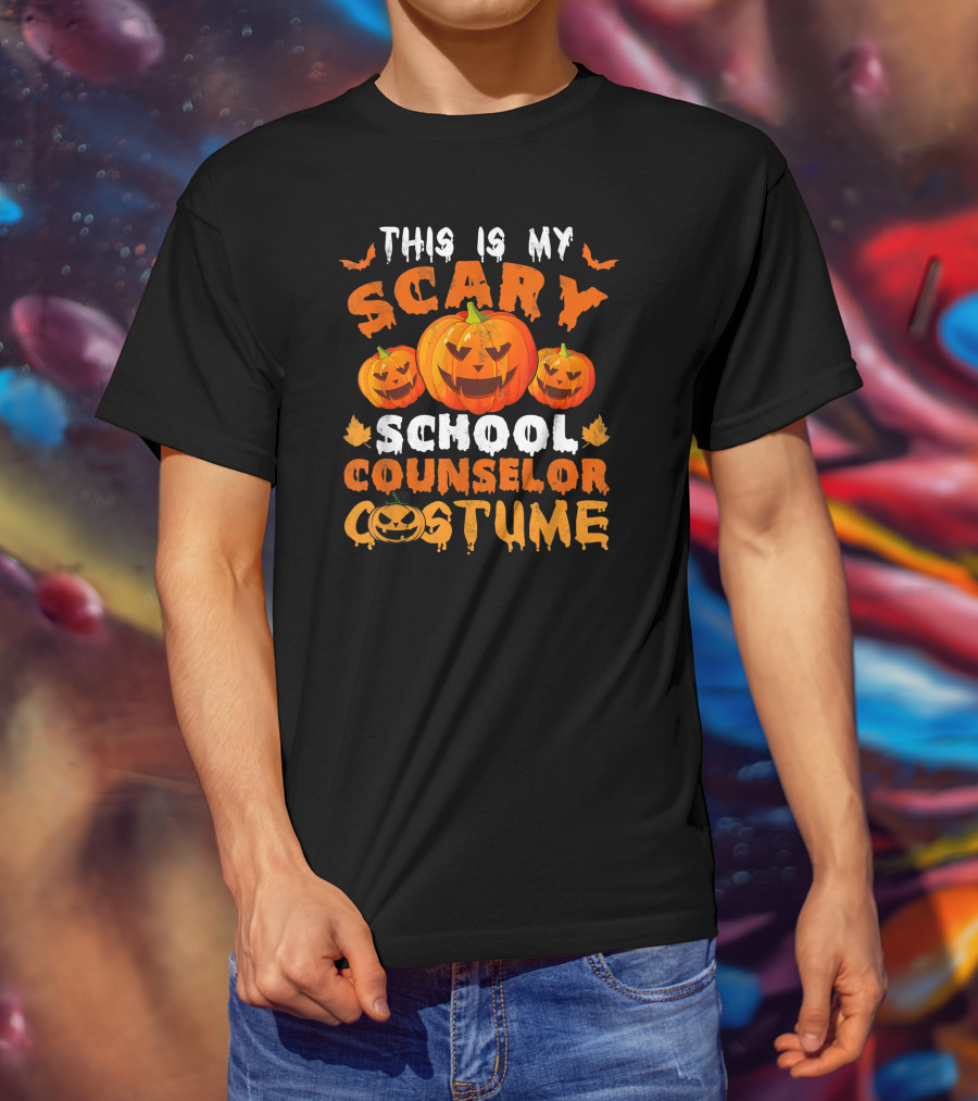 This Is My Scary School Counselor Costume With Pumpkin Faces And Bats T-Shirt