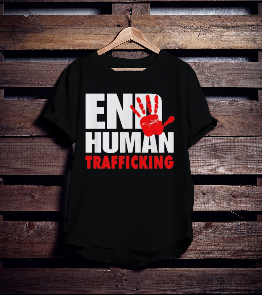 END HUMAN TRAFFICKING Red Handprint T-Shirt