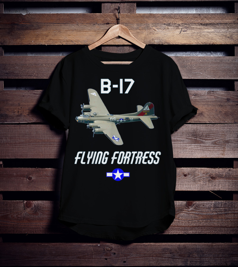 B17 Flying Fortress With Military Airplane And Star Insignia T-Shirt