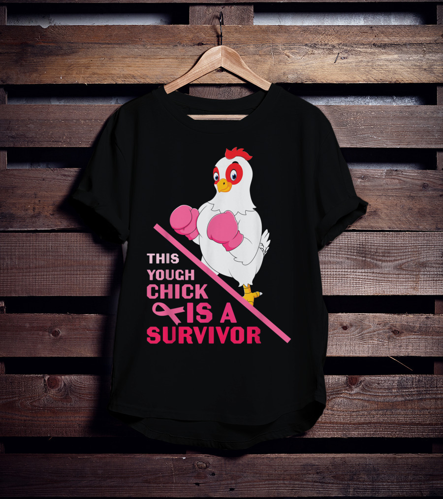 This Tough Chick Is A Survivor Breast Cancer Pink T-Shirt