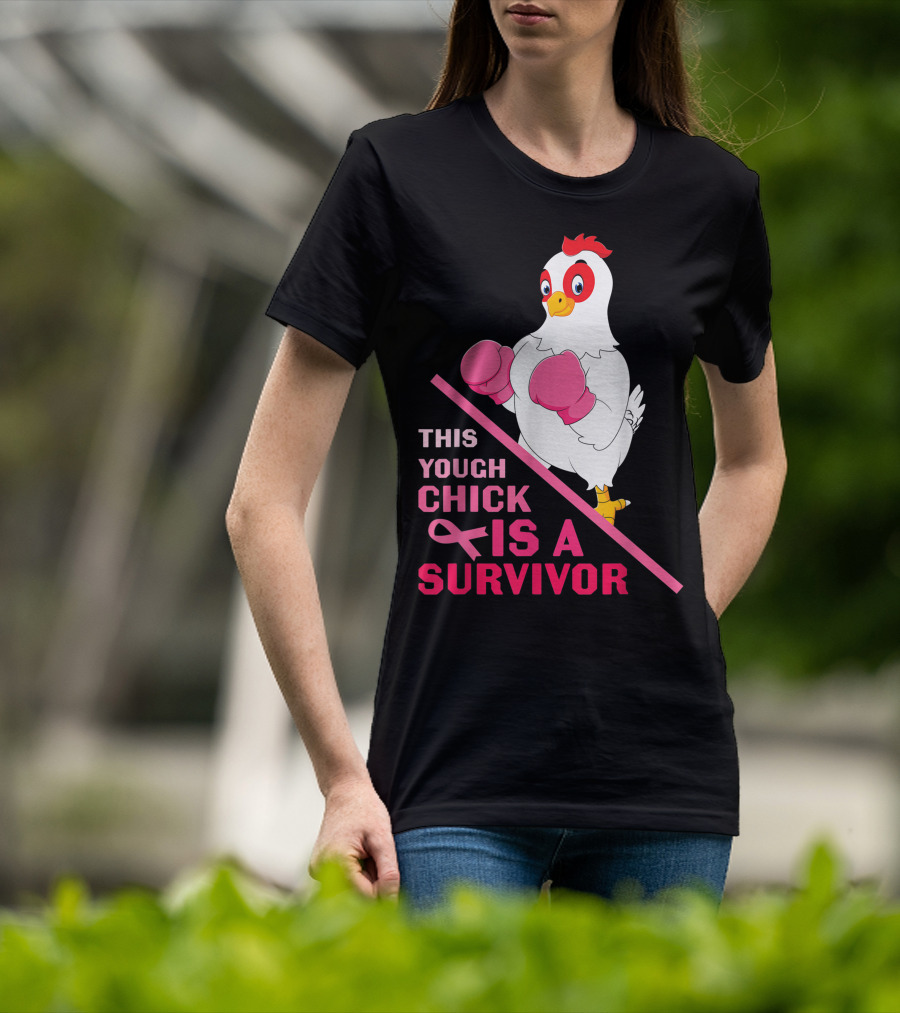 This Tough Chick Is A Survivor Breast Cancer Pink T-Shirt