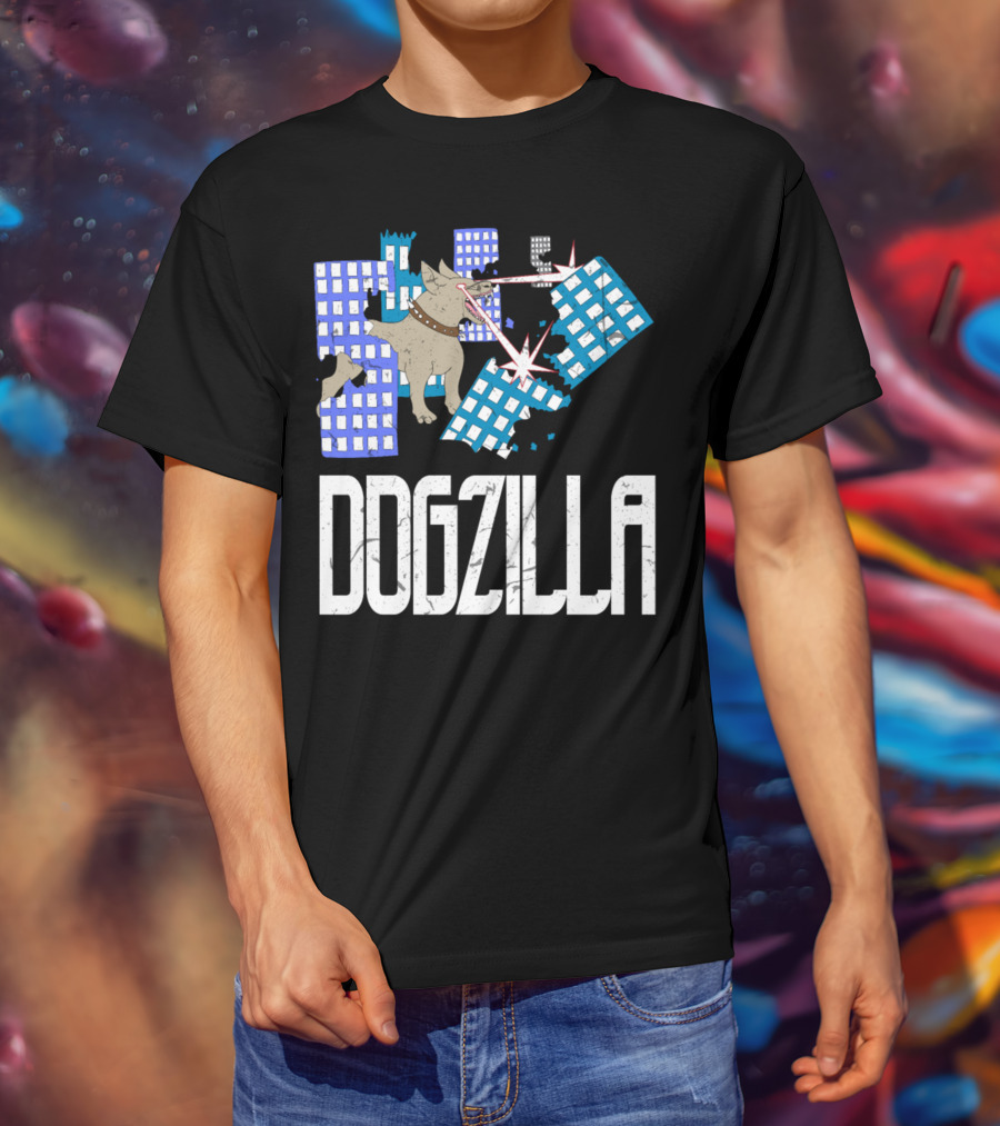 DOGZILLA Laser-Eyed Dog Rampaging Through Skyscrapers T-Shirt