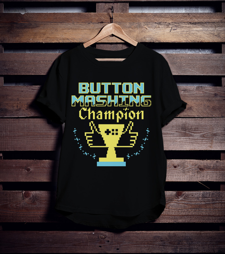 Button Mashing Champion Trophy Pixel Art Winner T-Shirt