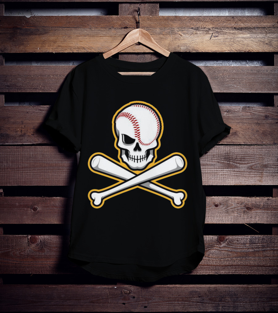 Skull Baseball Bat Crossbones Sports T-Shirt