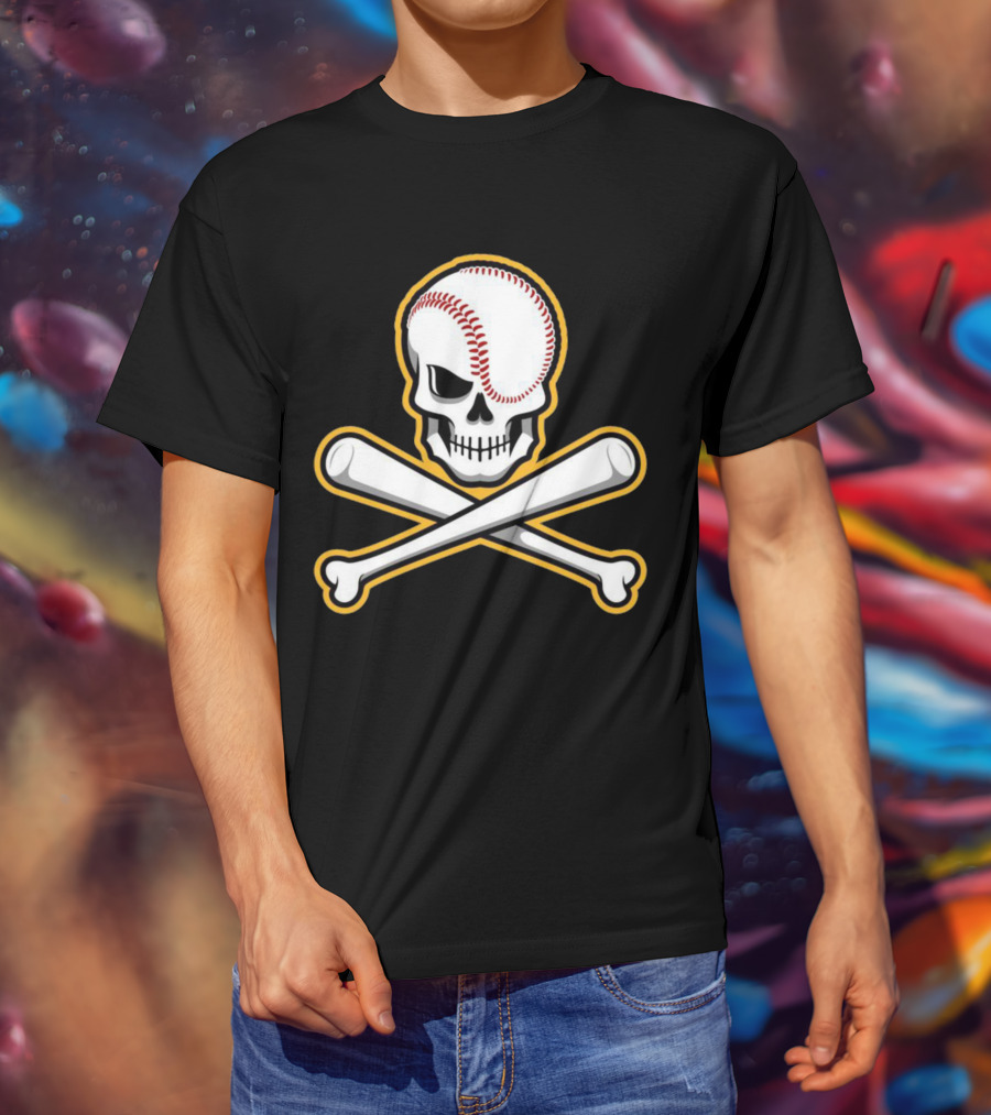 Skull Baseball Bat Crossbones Sports T-Shirt