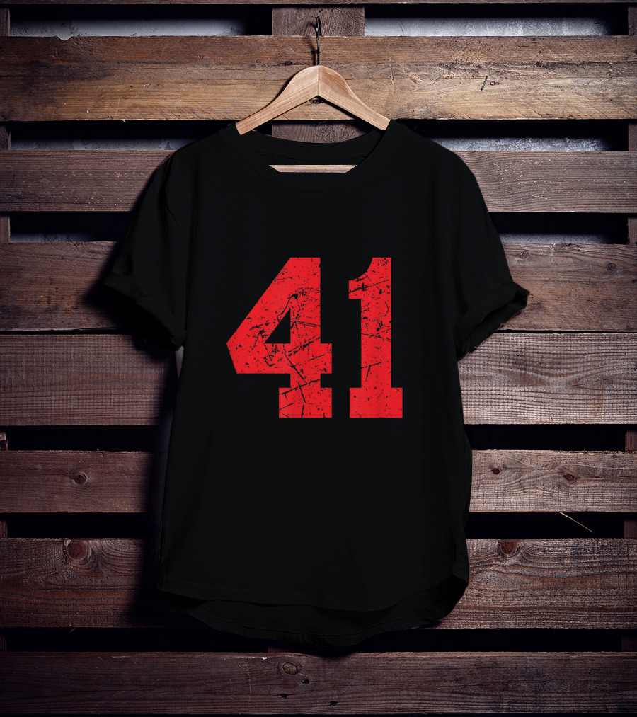 41 Sports Jersey Red Grunge Text T-Shirt