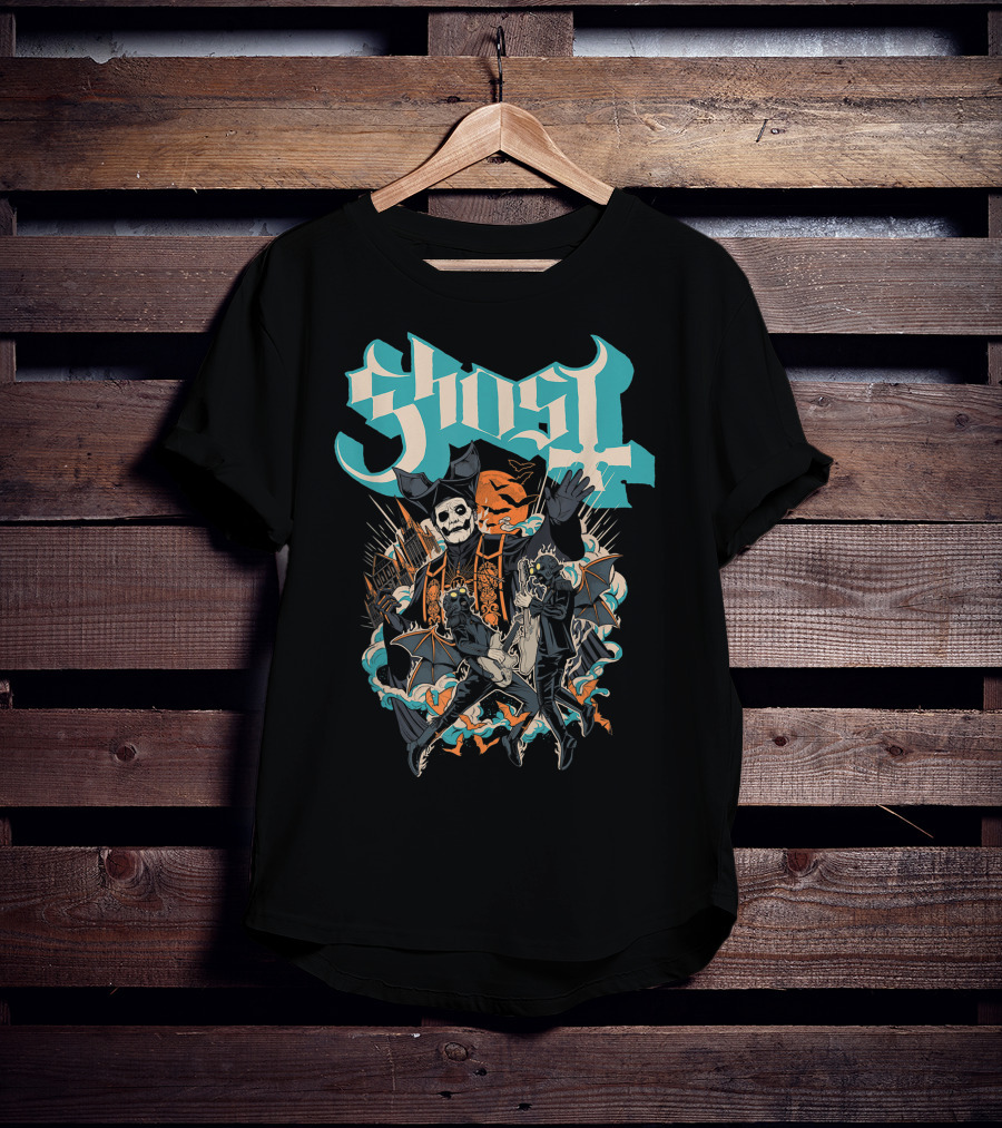 Ghost Band Skeletons And Monsters Playing Instruments Halloween T-Shirt