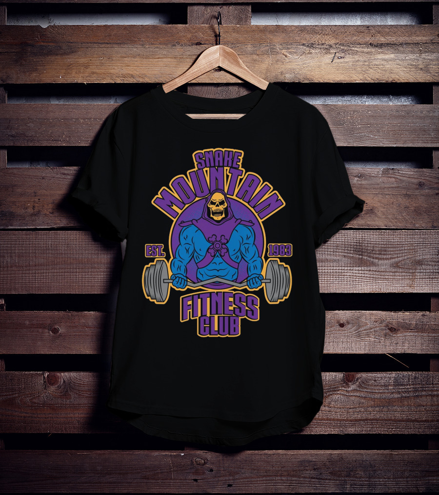 Snake Mountain Fitness Club Est. 1983 Lifting Skull T-Shirt