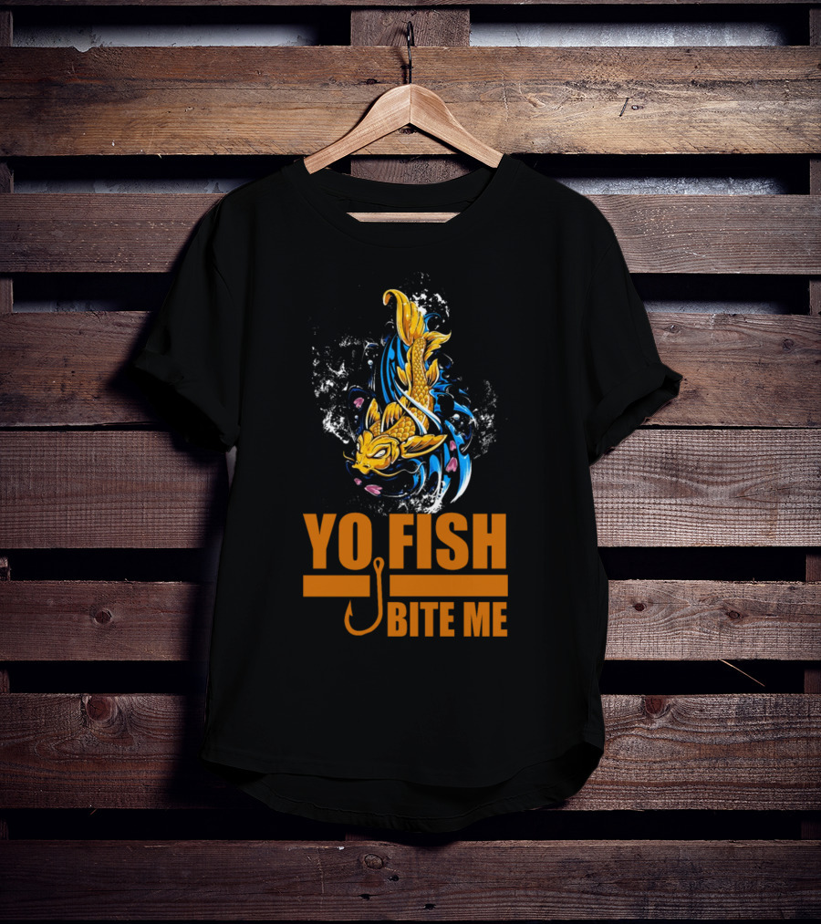 Yo Fish Bite Me Koi Art With Fishing Hook T-Shirt