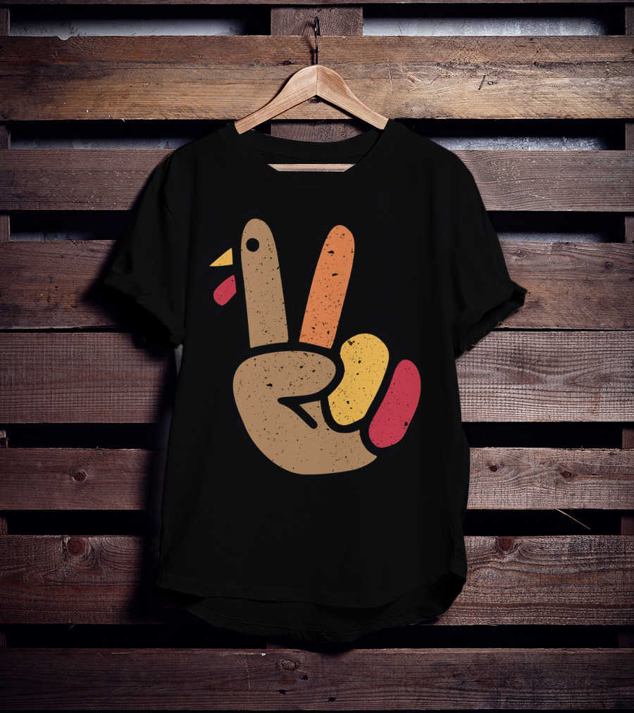Peace Turkey Hand Cool Thanksgiving T-Shirt