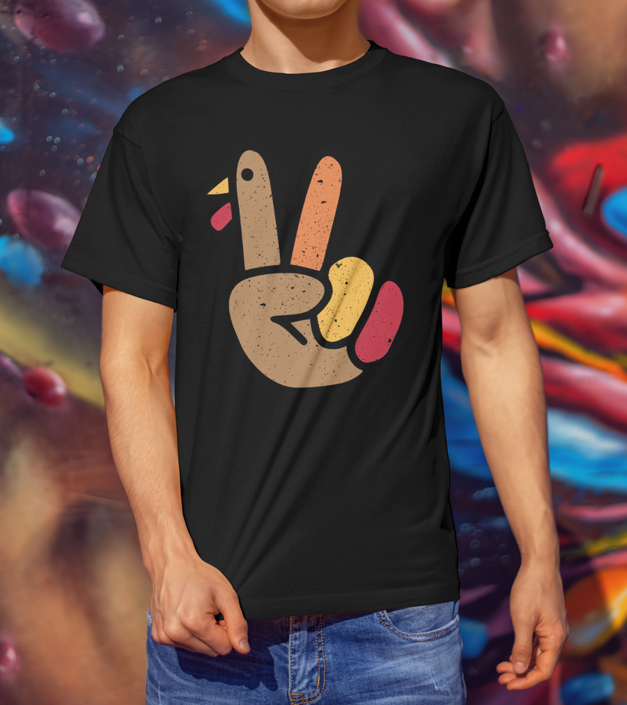 Peace Turkey Hand Cool Thanksgiving T-Shirt
