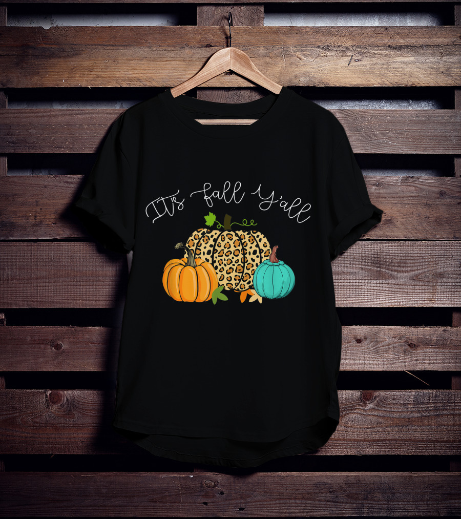 It's Fall Y'all Pumpkins Leopard Print T-Shirt