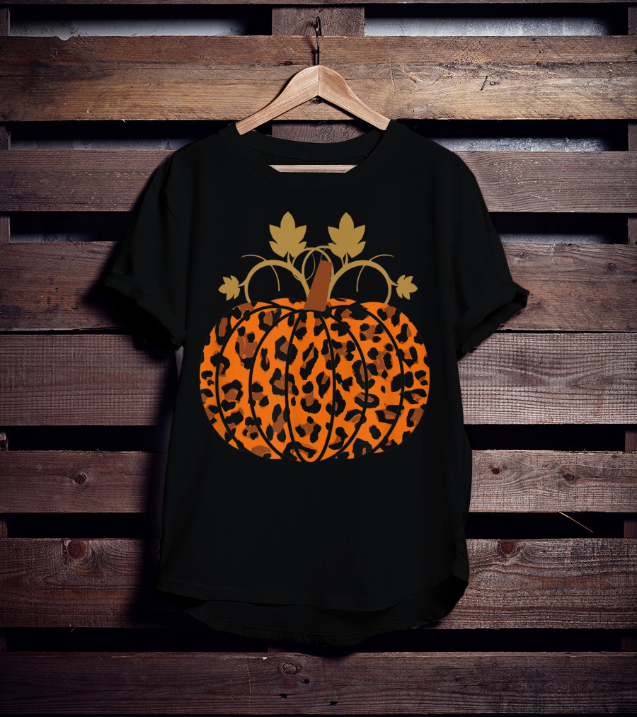 Pumpkin Leopard Halloween Fall Autumn T-Shirt