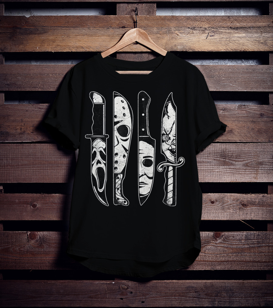 Scary Horror Movies Halloween Icons Scream Jason Michael Pennywise T-Shirt