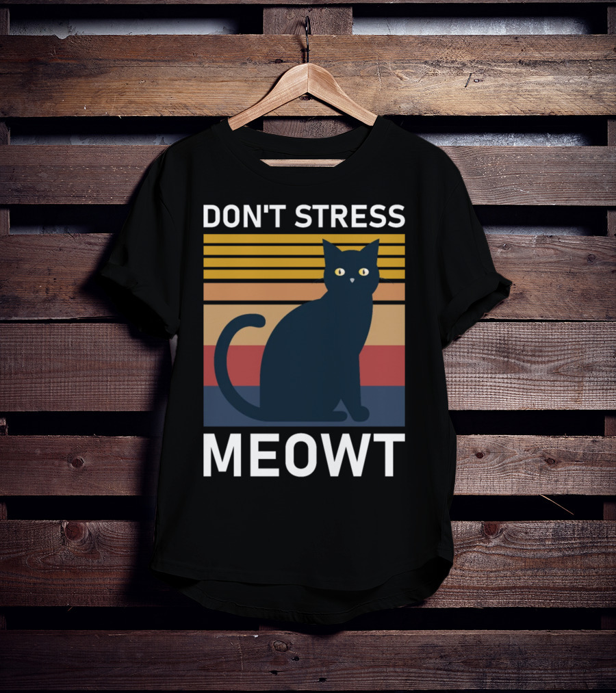 Don't Stress Meowt Retro Striped Cat T-Shirt