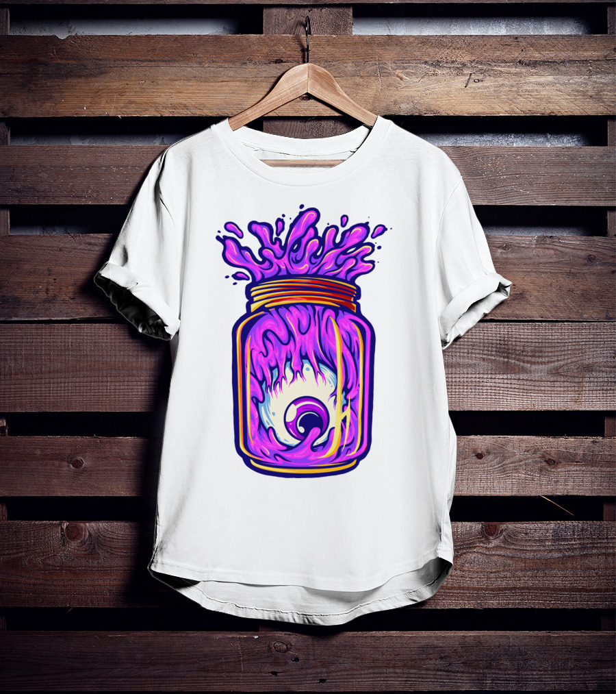 Zombie Eyeball Jar Overflowing With Purple Liquid T-Shirt