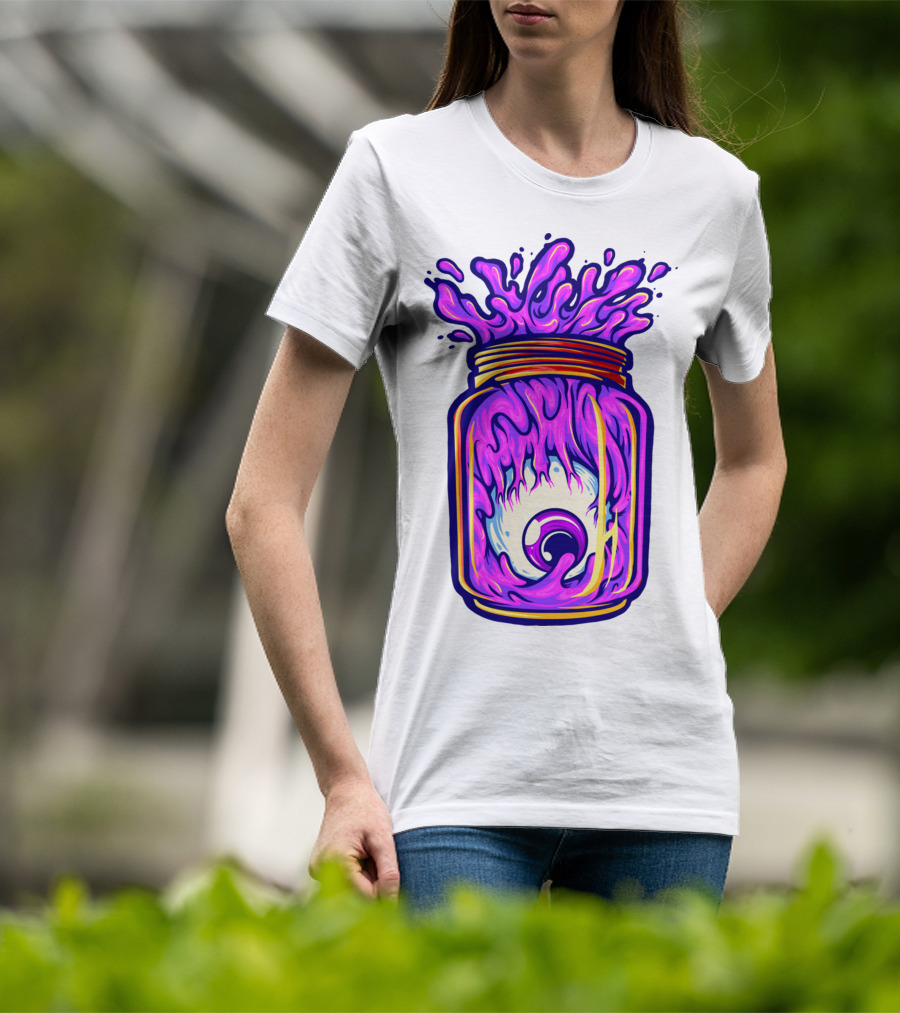 Zombie Eyeball Jar Overflowing With Purple Liquid T-Shirt