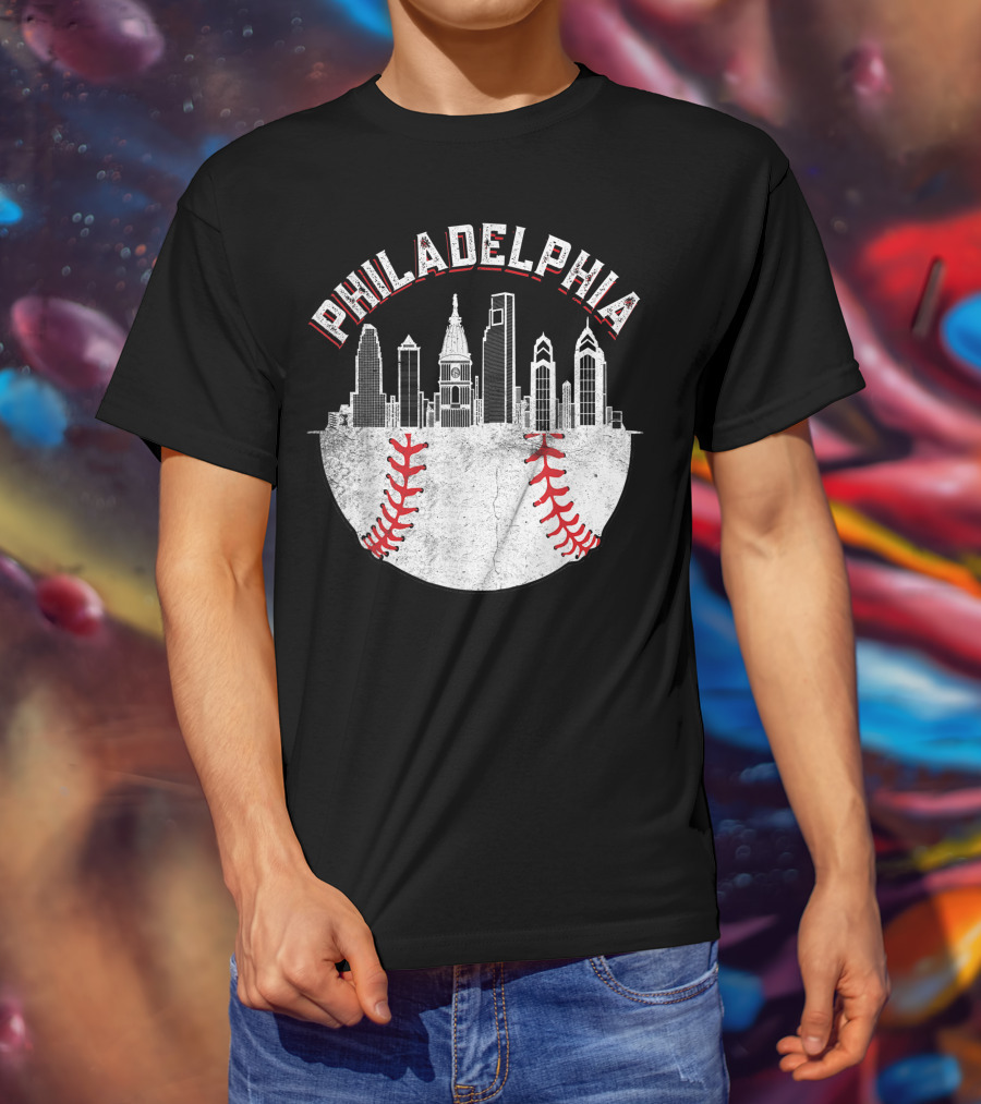 Philadelphia Skyline Baseball T-Shirt