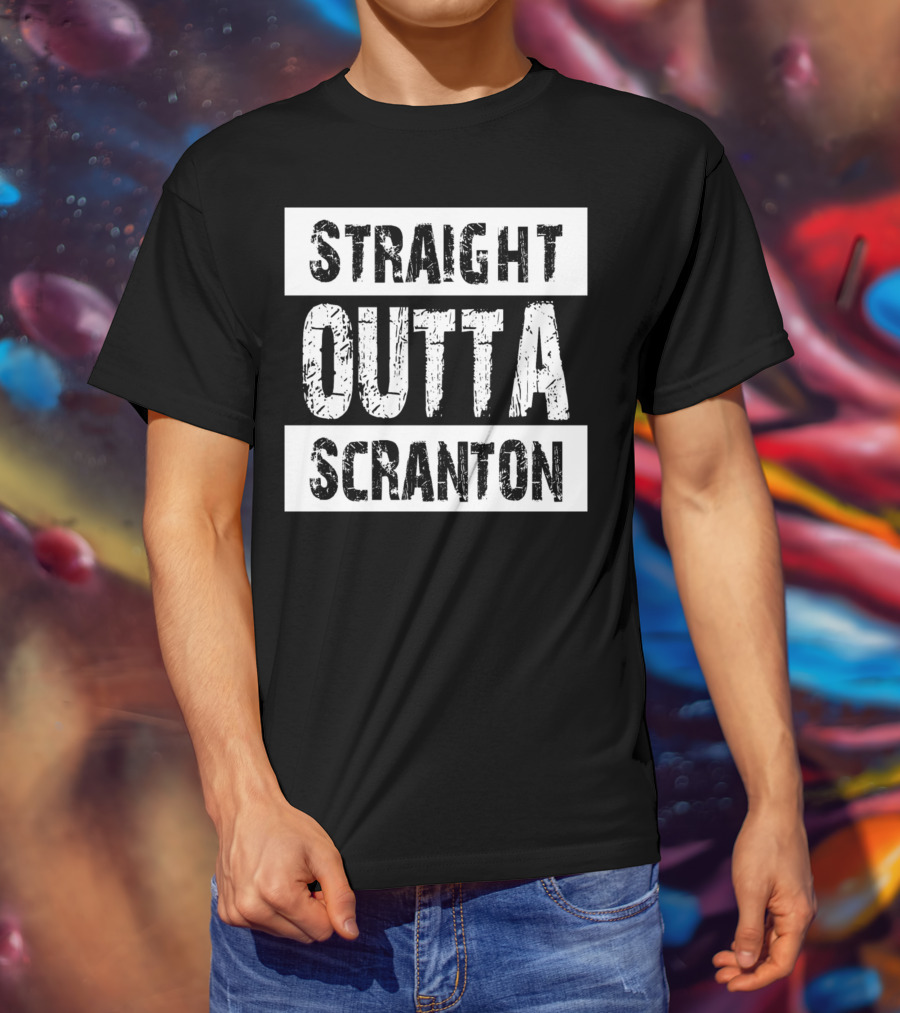 Straight Outta Scranton The Office Inspired Text T-Shirt