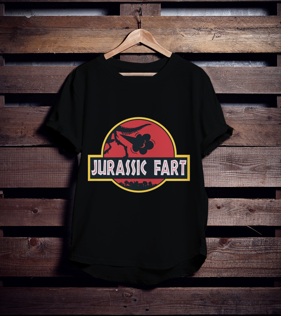 Jurassic Fart Dinosaur Logo Parody Comedy T-Shirt