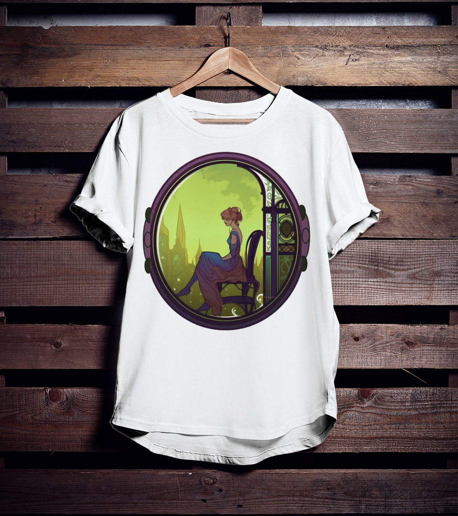 Thoughtful Rest In Tranquil Art Nouveau Serenity T-Shirt