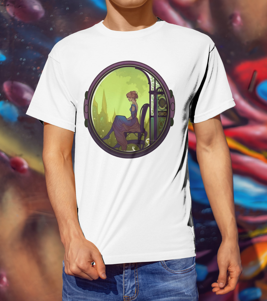 Thoughtful Rest In Tranquil Art Nouveau Serenity T-Shirt