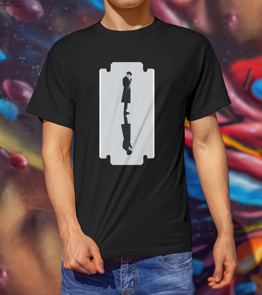 Thomas Shelby Reflective Razor Blade Shadow Image T-Shirt