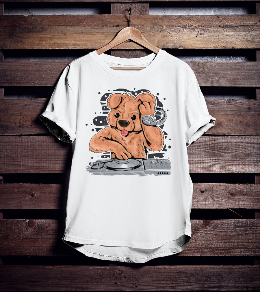 DJ Teedy Bear Mixing Beats With Headphones T-Shirt