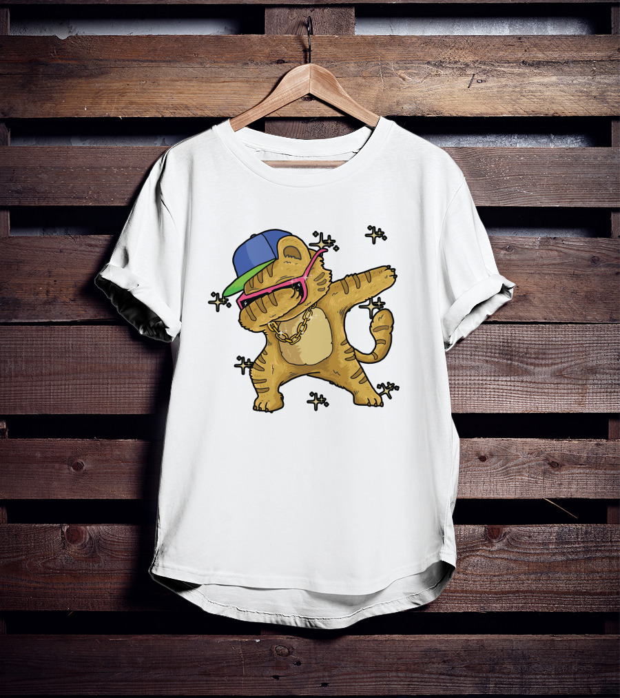 Rise Your Hand With Cat In Cap And Glasses Dabbing T-Shirt
