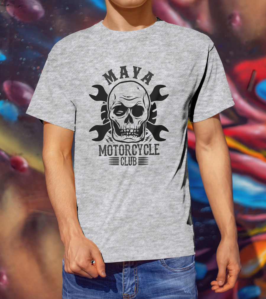 Maya Motorcycle Club Skull Wrench T-Shirt