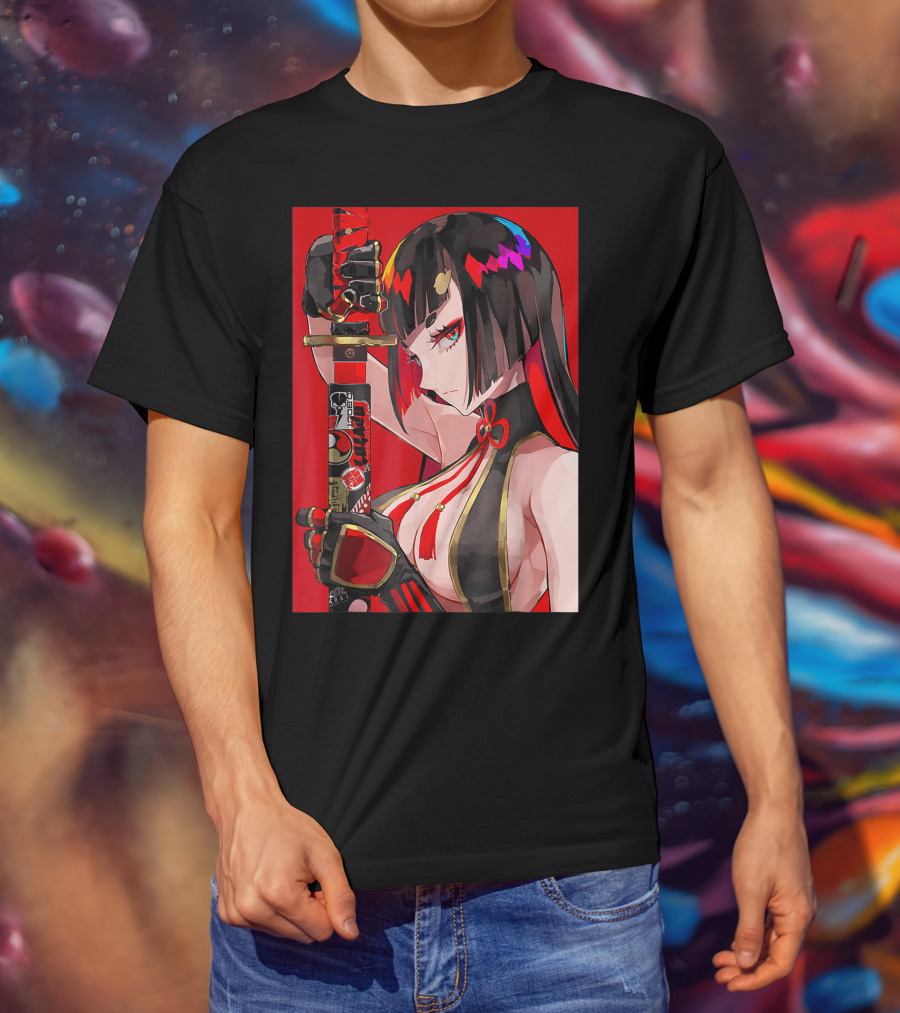 Anime Girl Japanese Aesthetic Katana Warrior Otaku T-Shirt