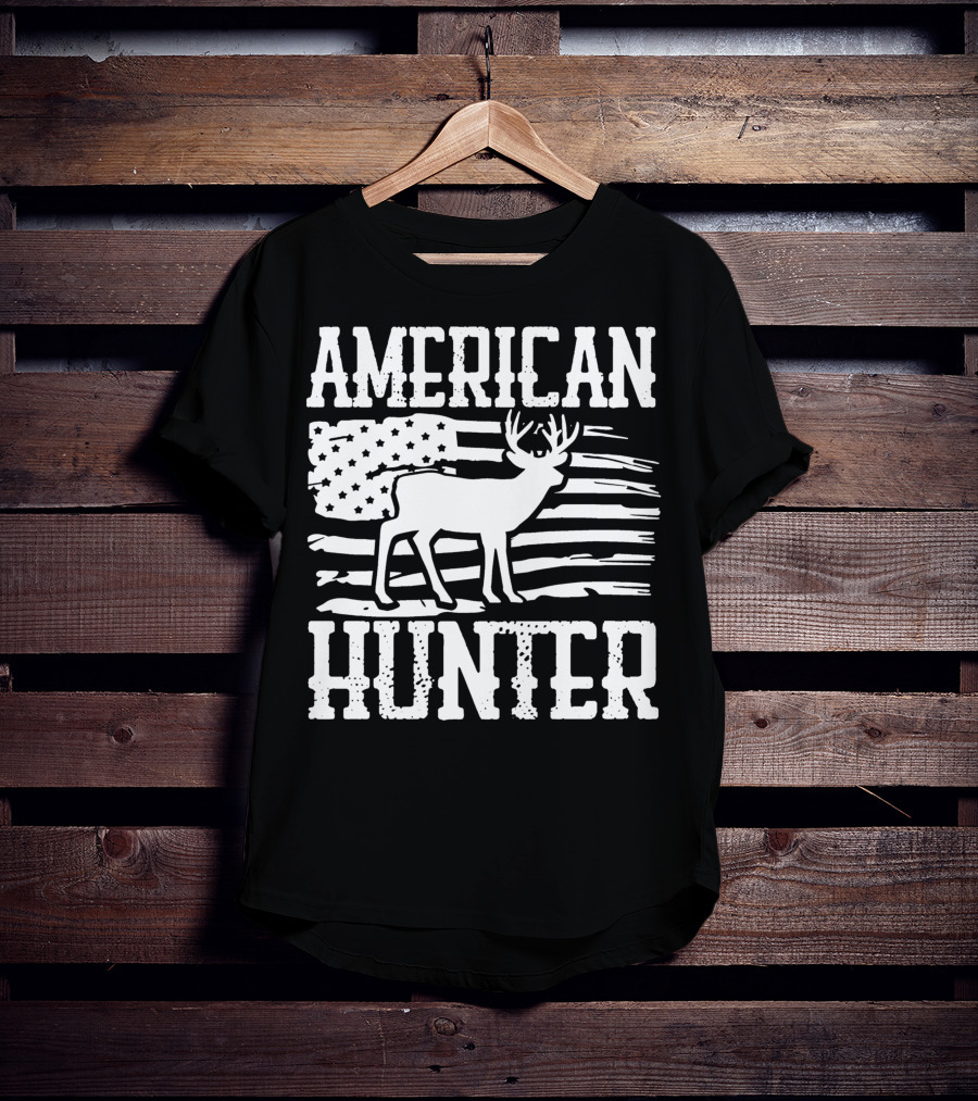 American Flag American Hunter Patriot Party Decor Usa T-Shirt