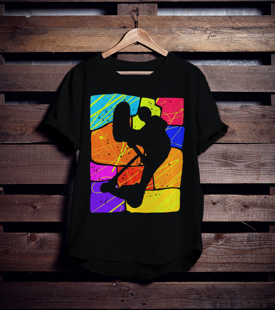 Awesome Scooter Teens Colorful Silhouette Adventure T-Shirt