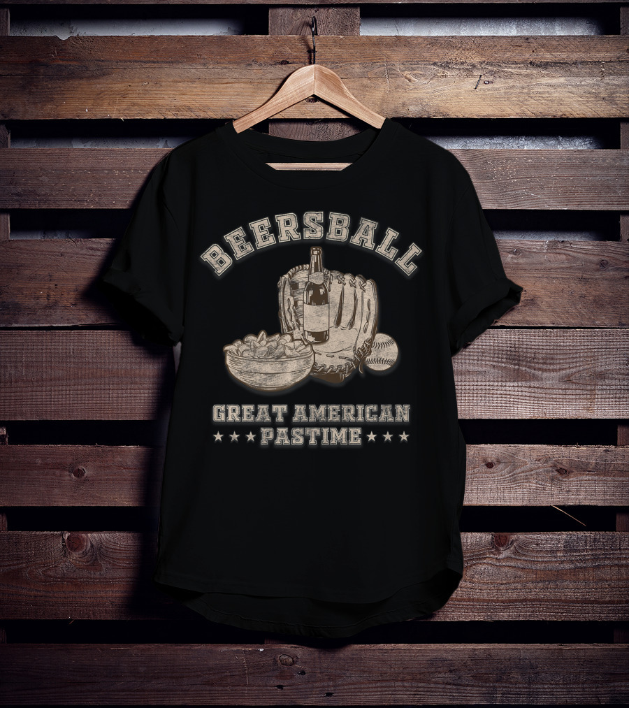 Beersball Great American Pastime Baseball Beersball Chips And Beer Softball Series Dad T-Shirt