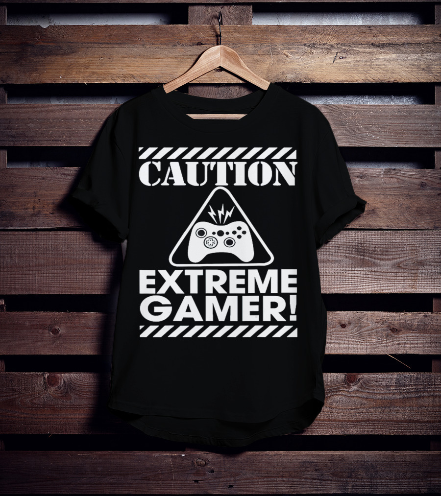 Caution Extreme Gamer Controller Warning T-Shirt