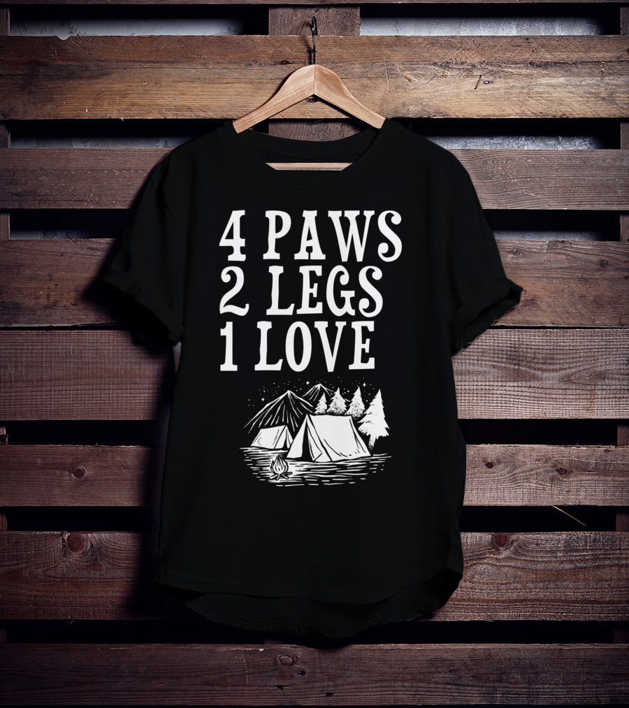 4 Paws 2 Legs 1 Love Dog Camping Lover Adventure Tent Campfire T-Shirt