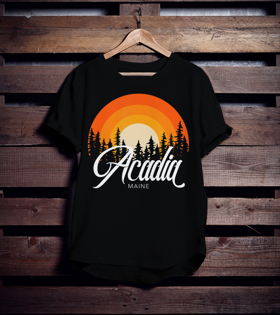 Acadia Maine Sunset Forest Adventure In National Park T-Shirt
