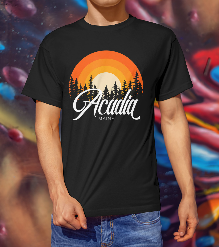 Acadia Maine Sunset Forest Adventure In National Park T-Shirt