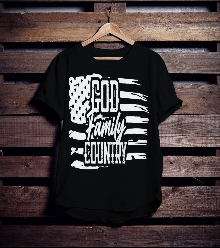 American Flag God Family Country Patriot Party Decor USA T-Shirt