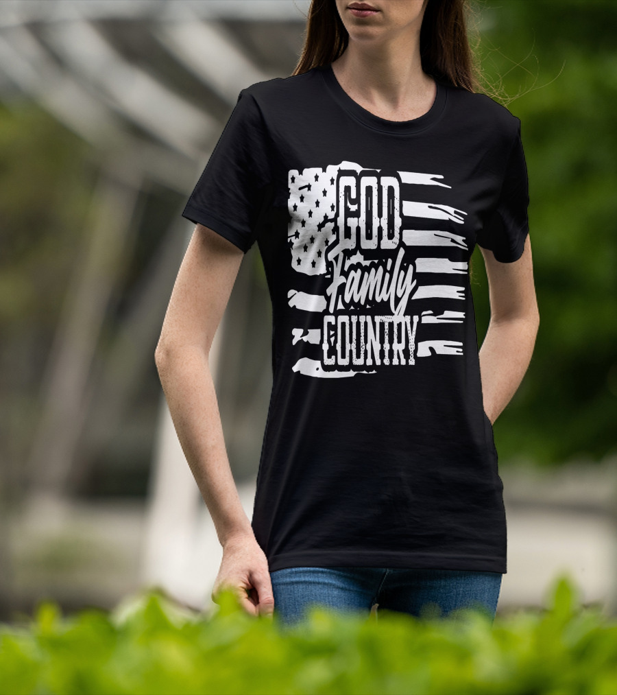 American Flag God Family Country Patriot Party Decor USA T-Shirt